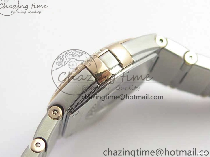 0212 NewStyle Constellation Ladies 27mm ZF 1:1 Best Edition SS RG White MOP Dial Diamonds Bezel & Markers on SS RG Bracelet ETA Quartz 7943